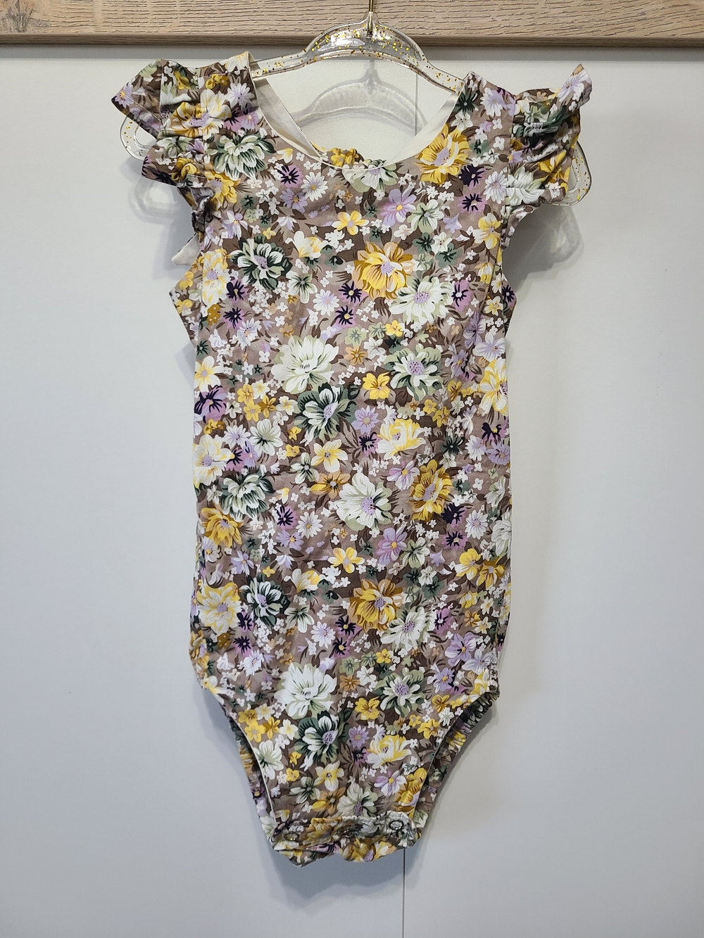 Floral Flutter-Sleeve One-Piece - Yellow & Purple (Trixie Leotard)